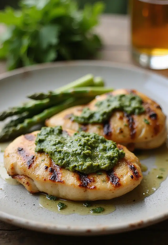 27 Easy Healthy Dinner Recipes for Two That Feel Romantic - 19. Grilled Pesto Chicken with Asparagus