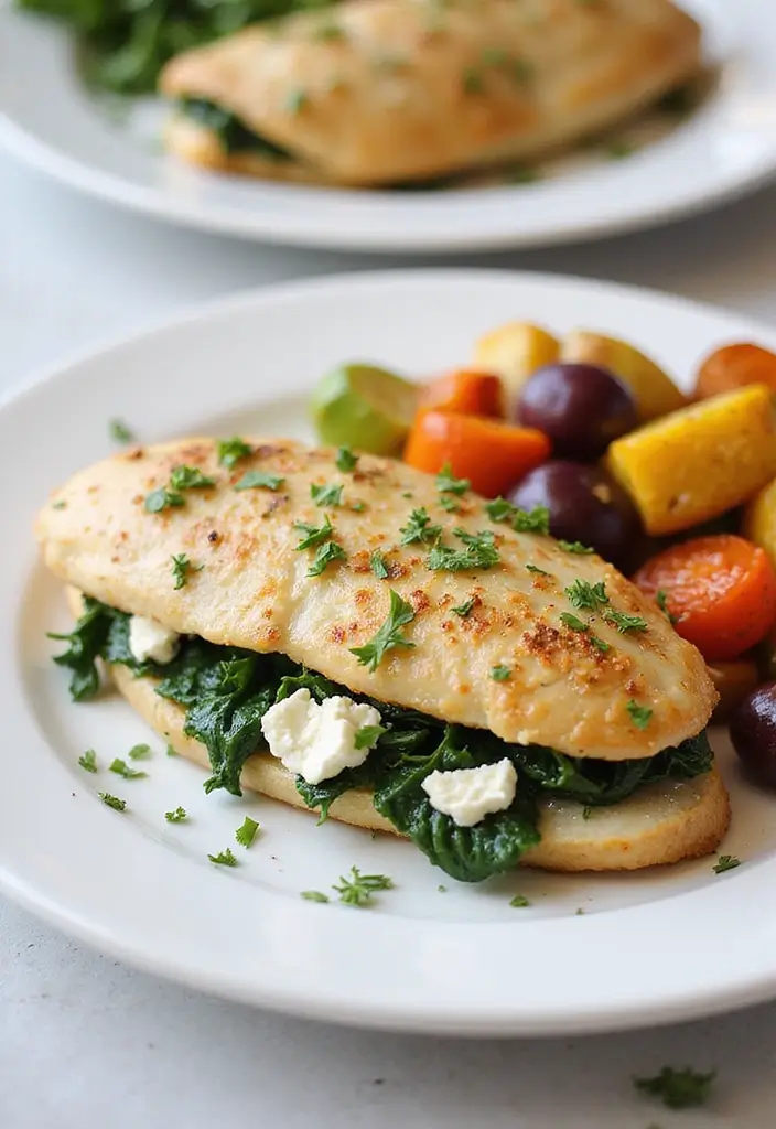 27 Easy Healthy Dinner Recipes for Two That Feel Romantic - 3. Spinach and Feta Stuffed Chicken Breast