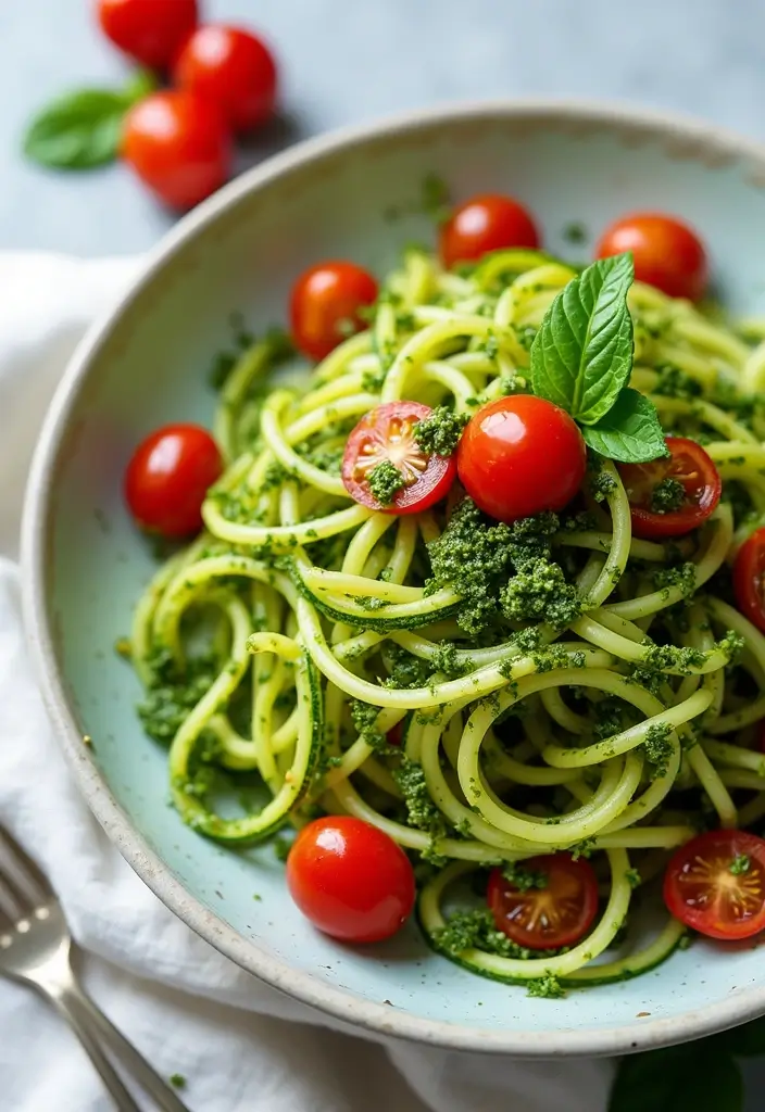 27 Easy Healthy Dinner Recipes for Two That Feel Romantic - 6. Zucchini Noodles with Pesto