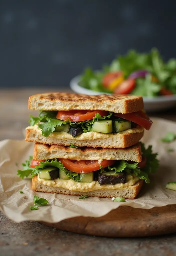 27 Easy Healthy Food Recipes for Home Cooks - 21. Grilled Vegetable and Hummus Sandwich