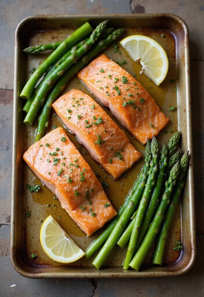 27 Easy Healthy Food Recipes for Home Cooks - 5. Sheet Pan Salmon with Asparagus