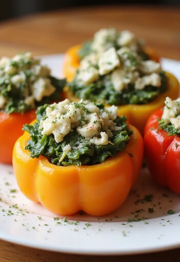27 Easy Healthy Food Recipes for Home Cooks - 6. Spinach and Feta Stuffed Peppers