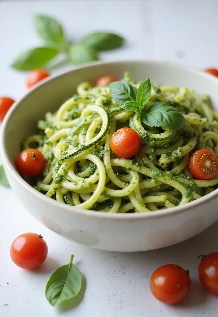 27 Easy Healthy Food Recipes for Home Cooks - 8. Zucchini Noodles with Pesto