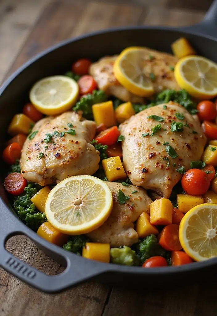 27 Easy Healthy Meals Recipes Anyone Can Make - 1. One-Pan Lemon Garlic Chicken and Veggies