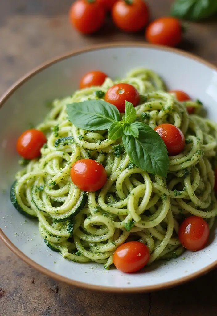 27 Easy Healthy Meals Recipes Anyone Can Make - 13. Zucchini Noodles with Pesto