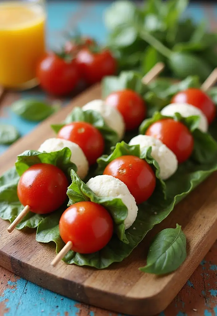 27 Easy Healthy Recipes Snacks You Can Make Fast - 18. Mini Caprese Skewers
