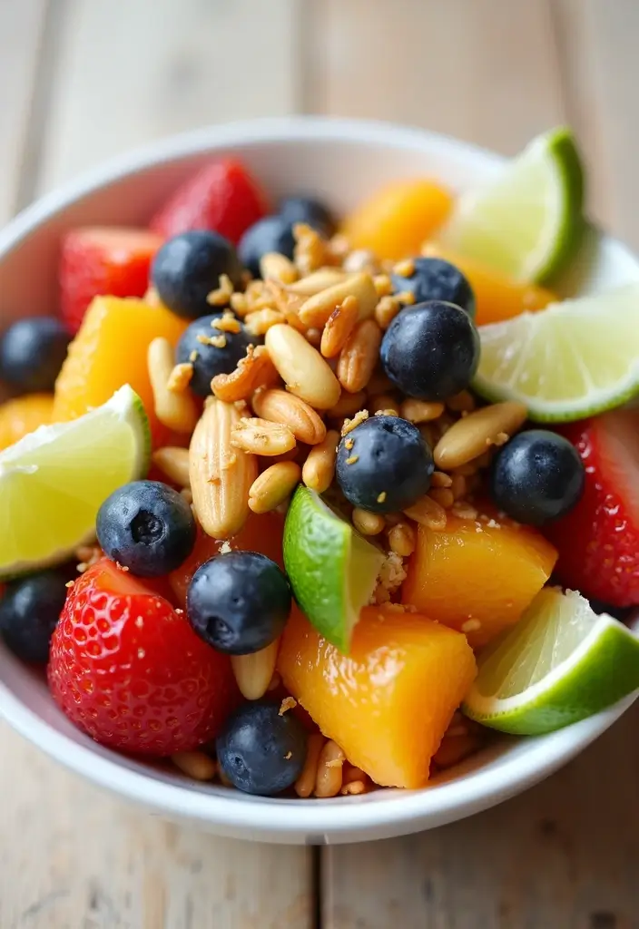 27 Easy Healthy Recipes Snacks You Can Make Fast - 19. Nutty Fruit Salad