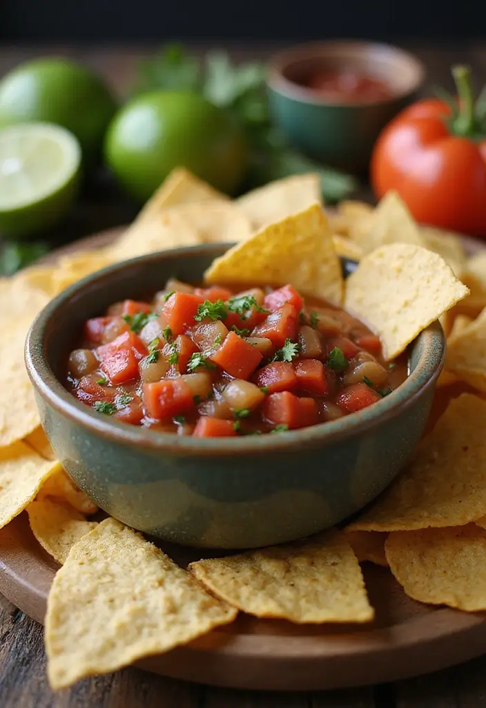 27 Easy Healthy Recipes Snacks You Can Make Fast - 20. Simple Salsa with Corn Chips