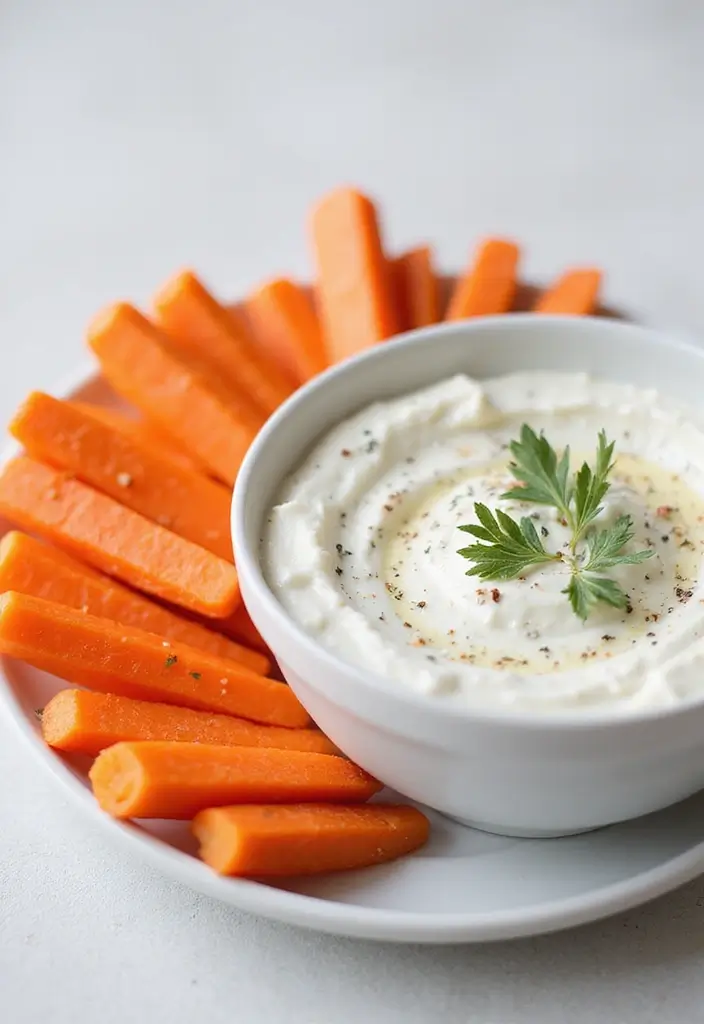27 Easy Healthy Recipes Snacks You Can Make Fast - 21. Carrot Sticks with Greek Yogurt Dip