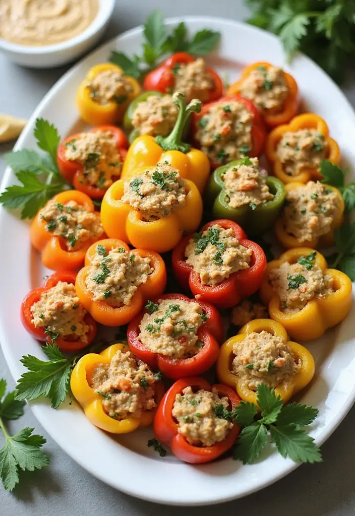27 Easy Healthy Recipes Snacks You Can Make Fast - 25. Hummus-Stuffed Mini Peppers