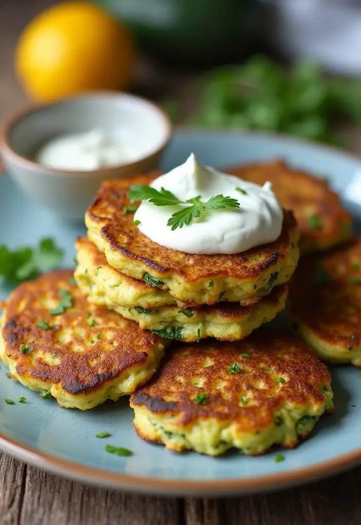 27 Greek Yogurt Recipes: Healthy Snacks and Meals - 20. Greek Yogurt Zucchini Fritters