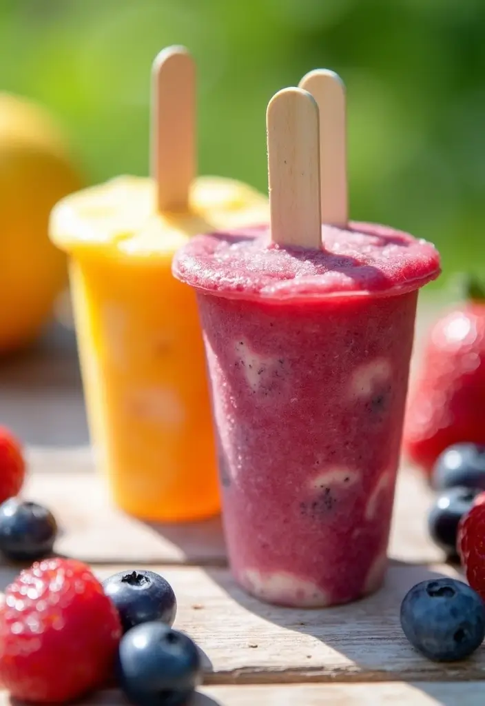 27 Greek Yogurt Recipes: Healthy Snacks and Meals - 22. Greek Yogurt and Berry Popsicles