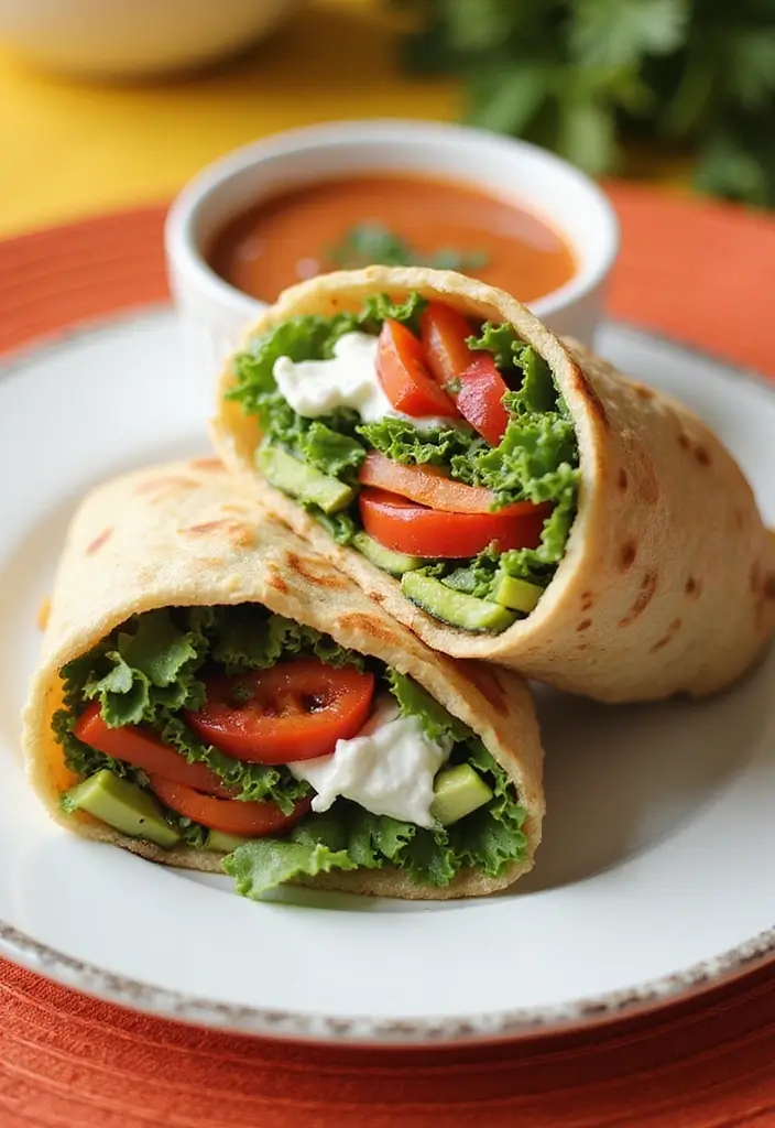 27 Greek Yogurt Recipes: Healthy Snacks and Meals - 9. Greek Yogurt Veggie Wrap