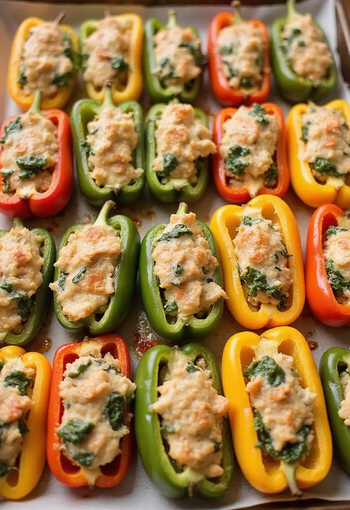 27 Healthy Canned Chicken Recipes That Save Time - 12. Chicken and Spinach Stuffed Peppers