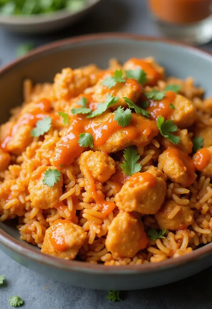 27 Healthy Chicken Fried Rice Recipes That Beat Takeout - 17. Buffalo Chicken Fried Rice