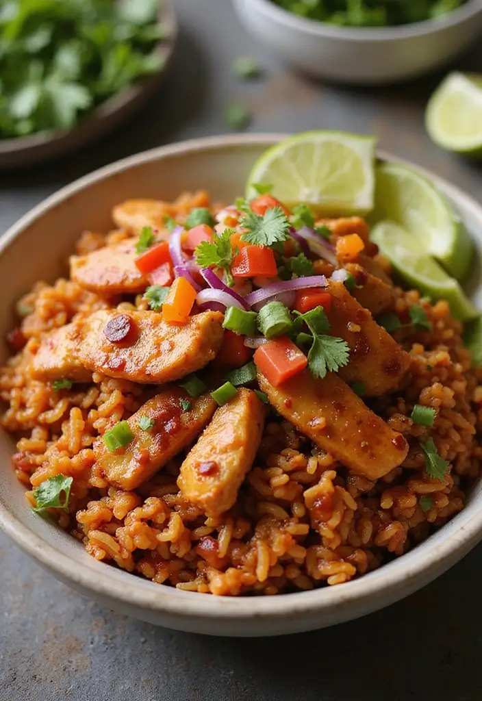 27 Healthy Chicken Fried Rice Recipes That Beat Takeout - 20. Chipotle Chicken Fried Rice