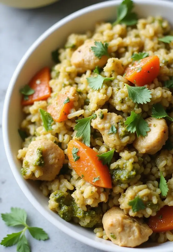 27 Healthy Chicken Fried Rice Recipes That Beat Takeout - 21. Pesto Chicken Fried Rice
