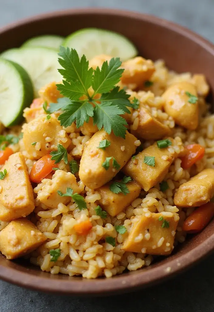 27 Healthy Chicken Fried Rice Recipes That Beat Takeout - 25. Curry Coconut Chicken Fried Rice