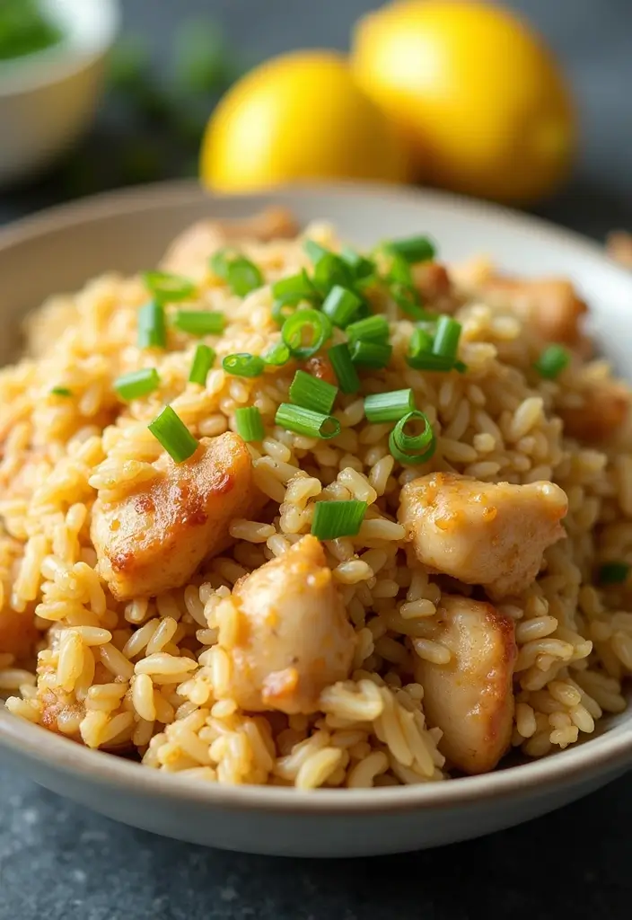 27 Healthy Chicken Fried Rice Recipes That Beat Takeout - 6. Lemon Garlic Chicken Fried Rice