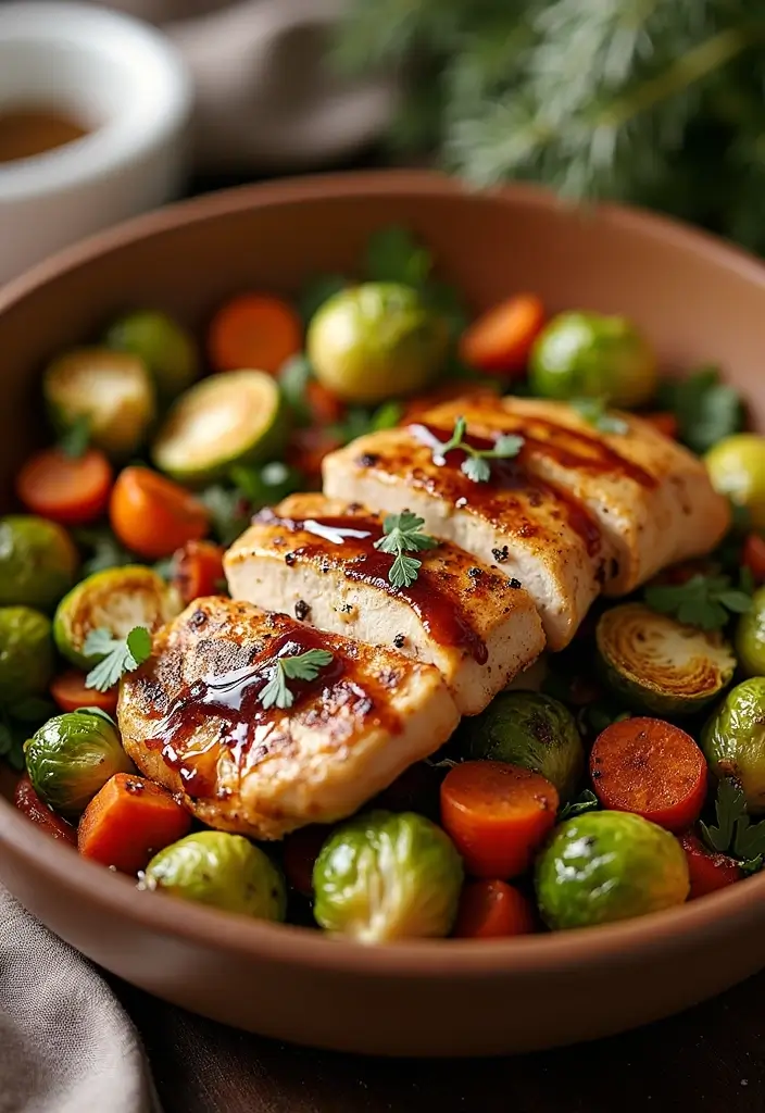 27 Healthy Greek Chicken Bowls That Pack Flavor - 16. Balsamic Chicken and Veggie Bowl