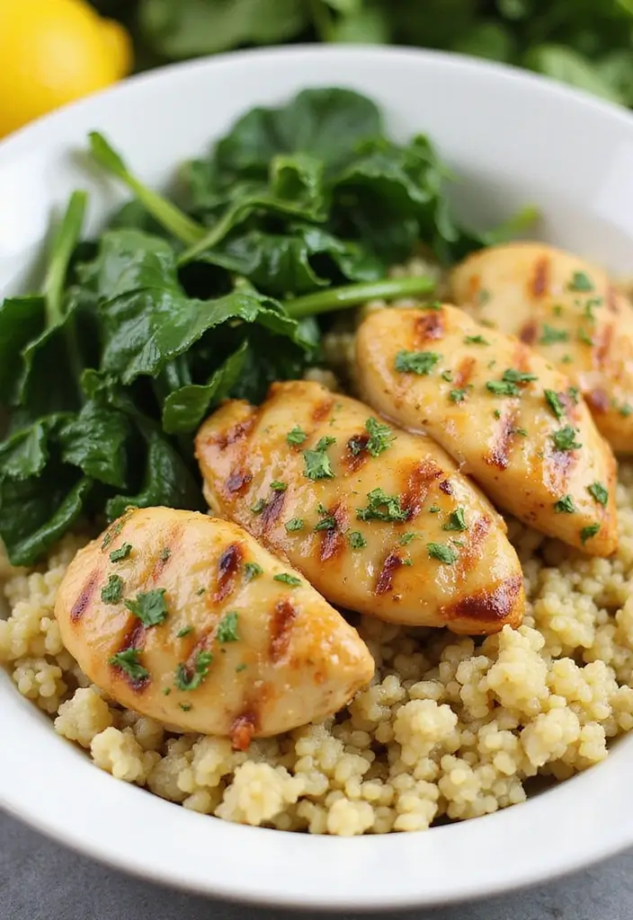 27 Healthy Greek Chicken Bowls That Pack Flavor - 20. Garlic Lemon Chicken Bowl