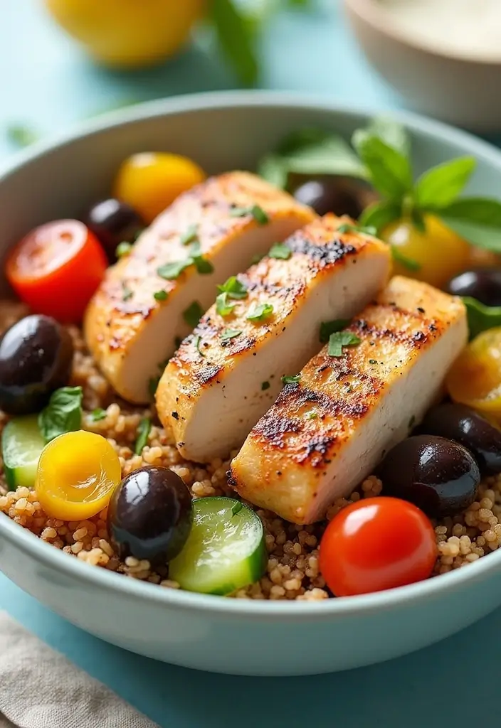 27 Healthy Greek Chicken Bowls That Pack Flavor - 27. Mediterranean Chicken and Bulgur Bowl