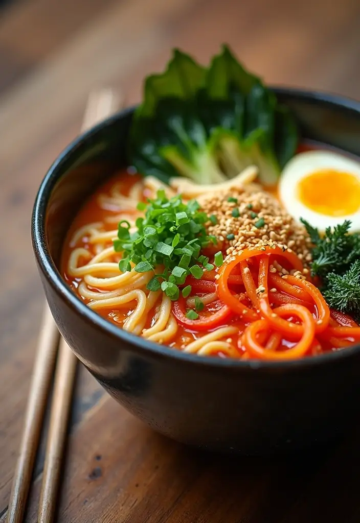 27 Healthy Ramen Noodle Recipes for Quick Lunches - 1. Rainbow Veggie Ramen Bowl