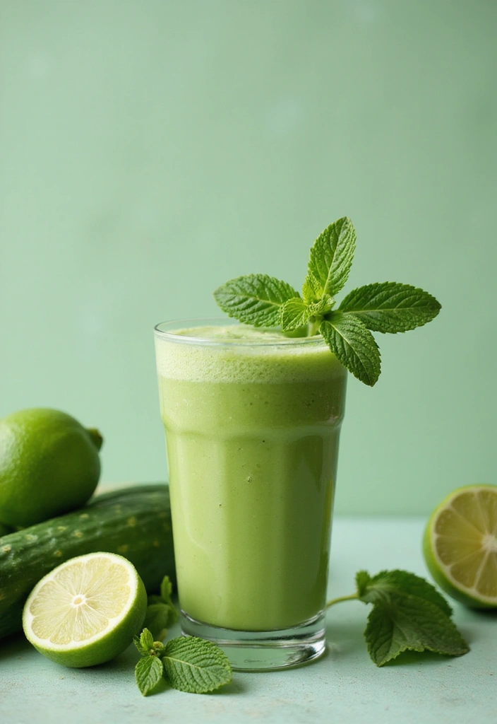 27 Healthy Smoothie Recipes Flat Belly Blends That Work - 15. Cucumber Mint Smoothie