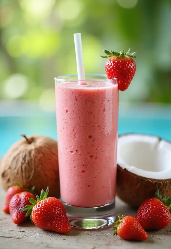 27 Healthy Smoothie Recipes Flat Belly Blends That Work - 17. Strawberry Coconut Smoothie