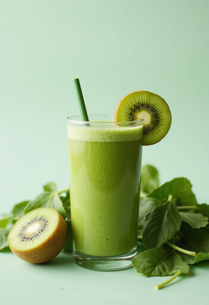 27 Healthy Smoothie Recipes Flat Belly Blends That Work - 18. Kiwi Spinach Smoothie