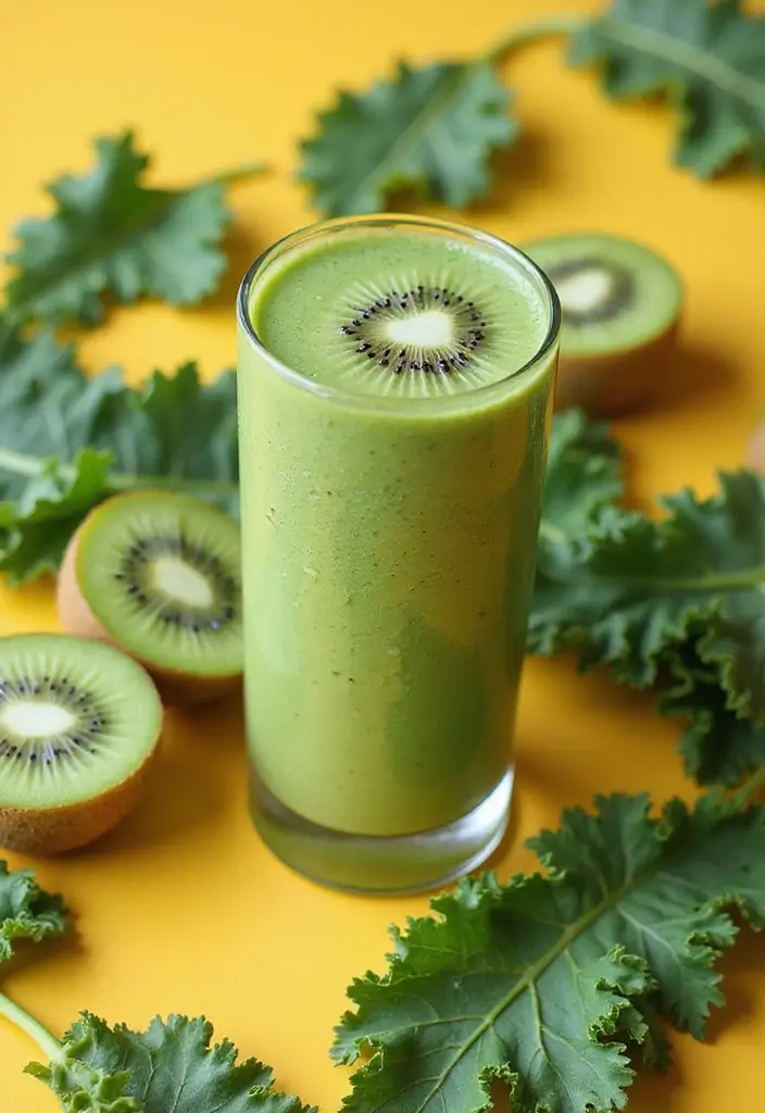 27 Healthy Smoothie Recipes Flat Belly Blends That Work - 22. Kiwi and Kale Smoothie