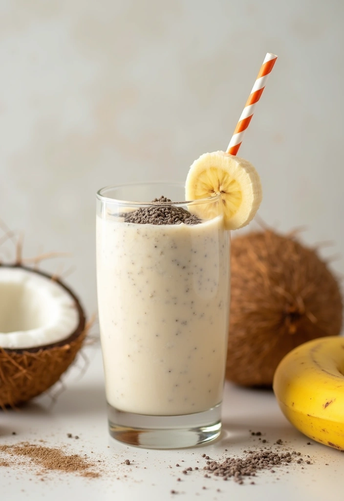 27 Healthy Smoothie Recipes Flat Belly Blends That Work - 24. Coconut Chia Smoothie