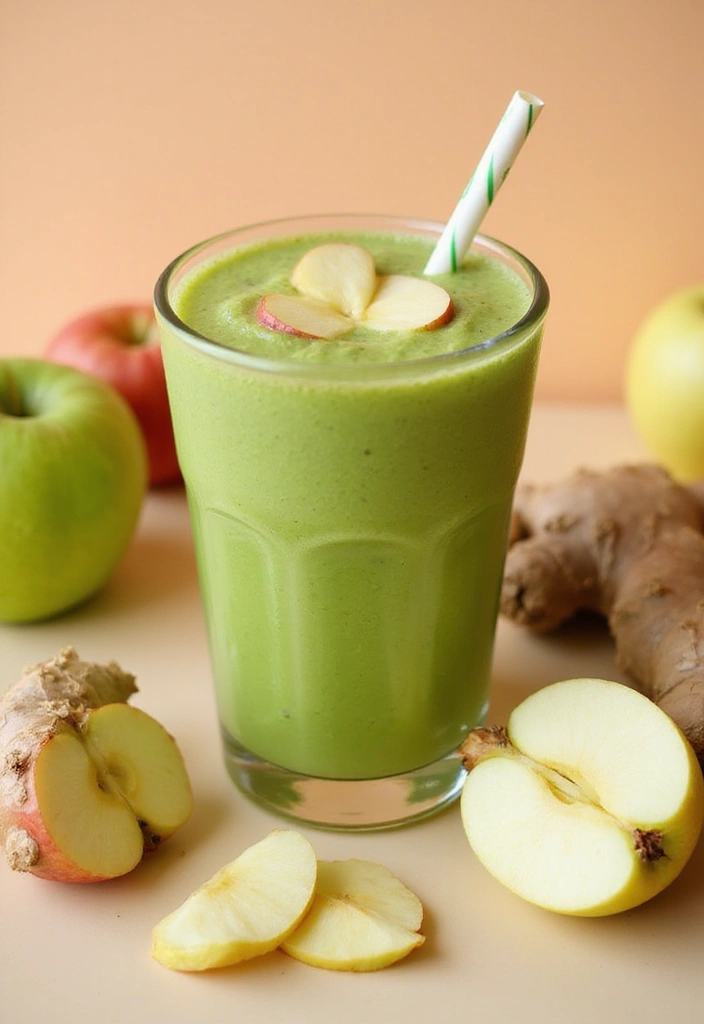 27 Healthy Smoothie Recipes Flat Belly Blends That Work - 25. Green Apple Ginger Smoothie
