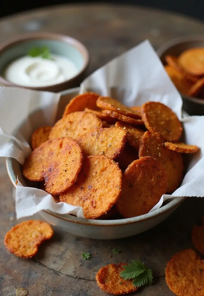 27 Healthy Snacks Recipes Indian-Inspired and Flavorful - 7. Spiced Sweet Potato Chips