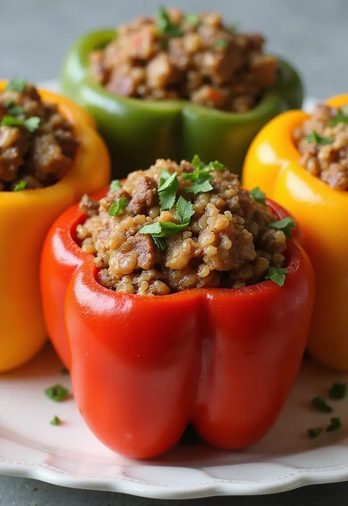 27 Healthy Steak Dinner Recipes That Feel Fancy and Fit - 10. Mediterranean Beef Stuffed Peppers