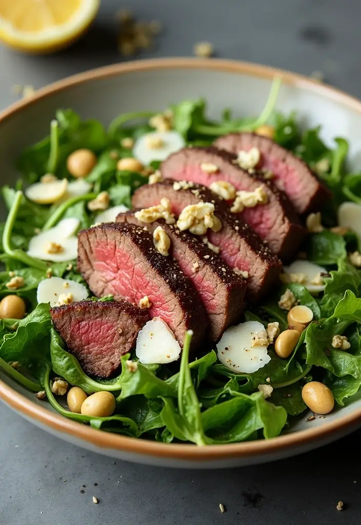 27 Healthy Steak Dinner Recipes That Feel Fancy and Fit - 15. Steak and Arugula Salad with Lemon Vinaigrette