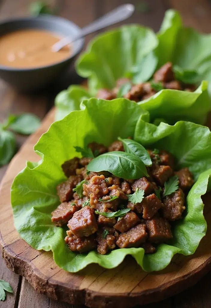 27 Healthy Steak Dinner Recipes That Feel Fancy and Fit - 17. Thai Basil Beef Lettuce Wraps