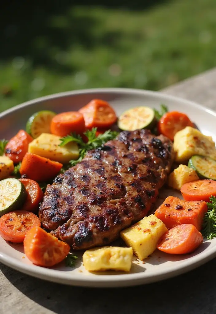 27 Healthy Steak Dinner Recipes That Feel Fancy and Fit - 22. BBQ Steak with Grilled Vegetables