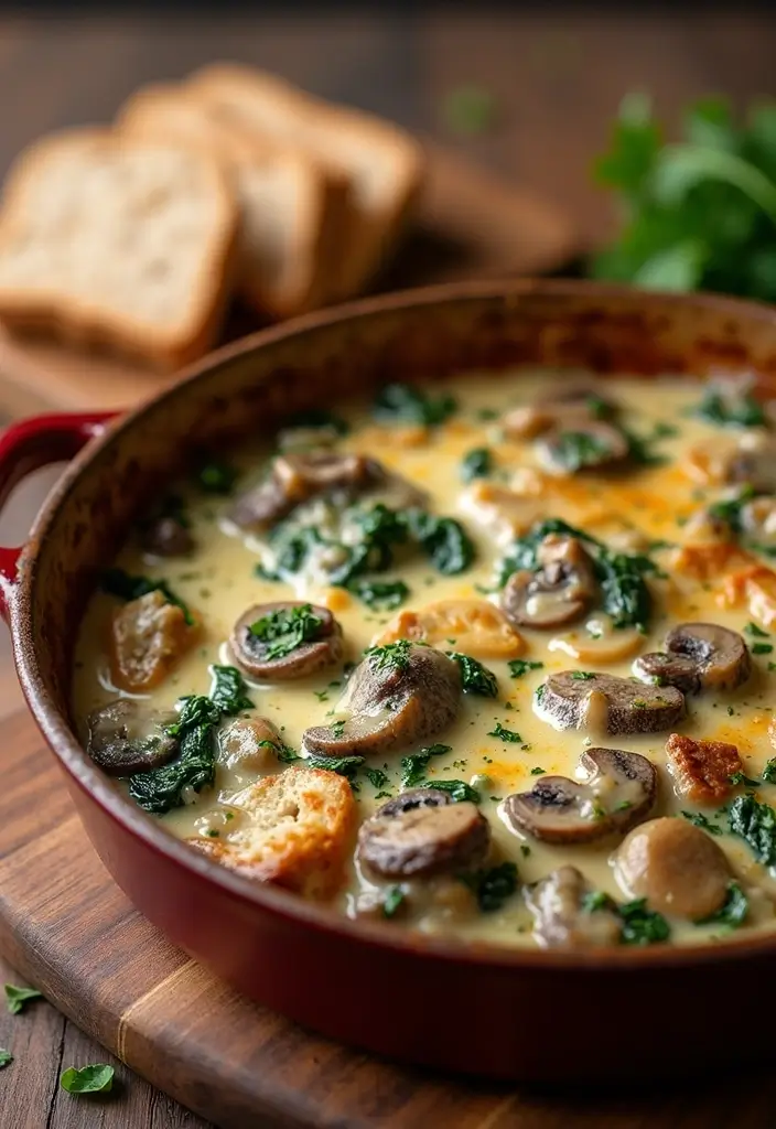 27 Healthy Steak Dinner Recipes That Feel Fancy and Fit - 27. Creamy Mushroom and Spinach Steak Bake