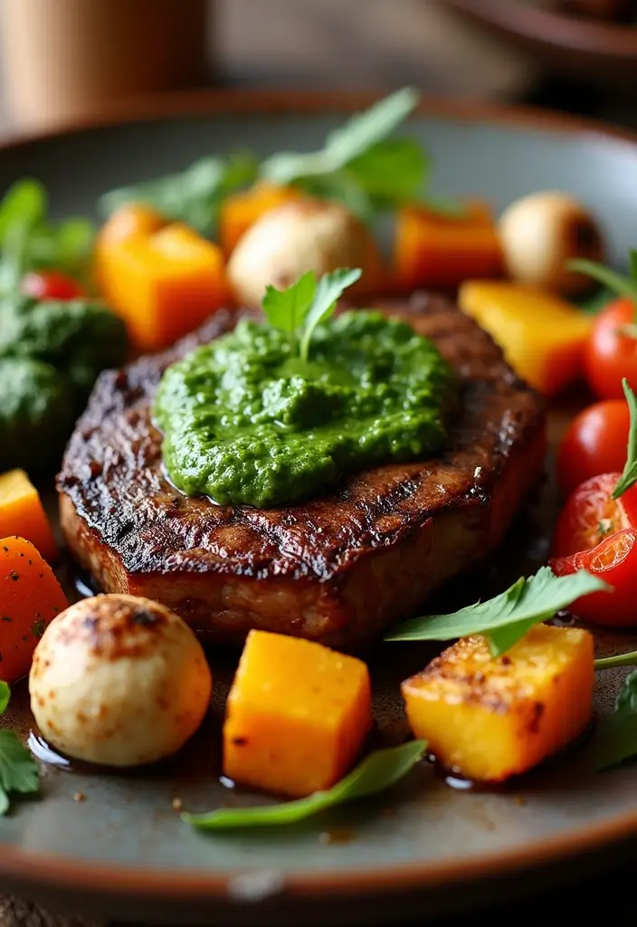 27 Healthy Steak Dinner Recipes That Feel Fancy and Fit - 7. Chimichurri Steak with Roasted Veggies