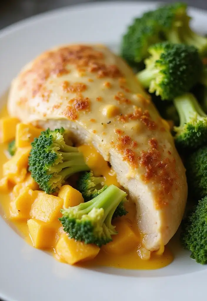 27 Healthy Stuffed Chicken Breast Recipes That Impress - 15. Cheesy Broccoli and Chicken Stuffed Breast