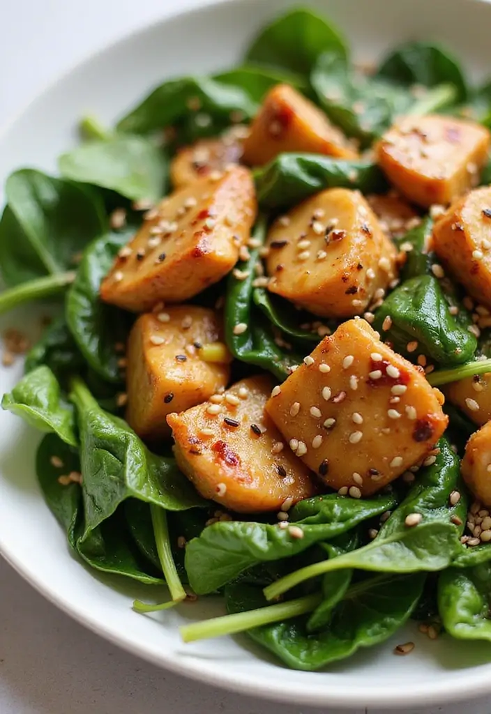 27 Sesame Chicken Recipe Healthy and Savory - 23. Sesame Chicken with Spinach