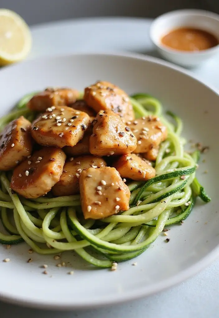 27 Sesame Chicken Recipe Healthy and Savory - 27. Sesame Chicken with Zucchini Noodles