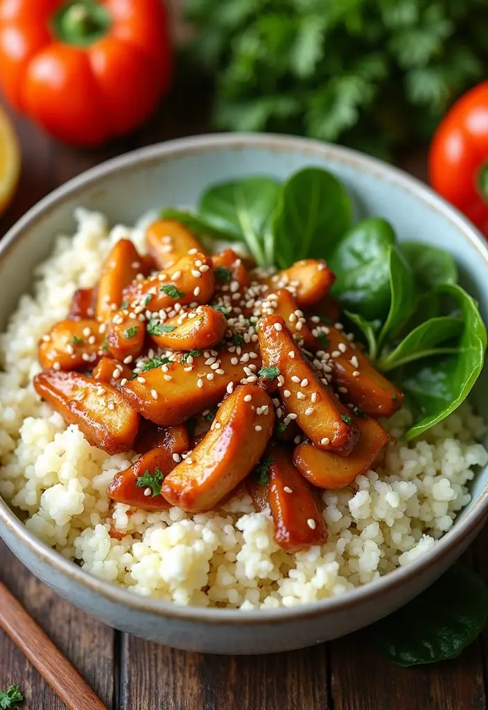27 Sesame Chicken Recipe Healthy and Savory - 9. Sesame Chicken with Cauliflower Rice