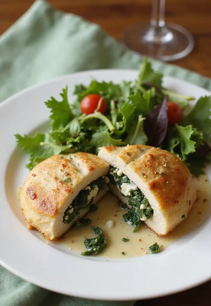 28 Air Fryer Recipes Healthy Low Carb Meals You’ll Love - 8. Air Fryer Spinach and Feta Stuffed Chicken