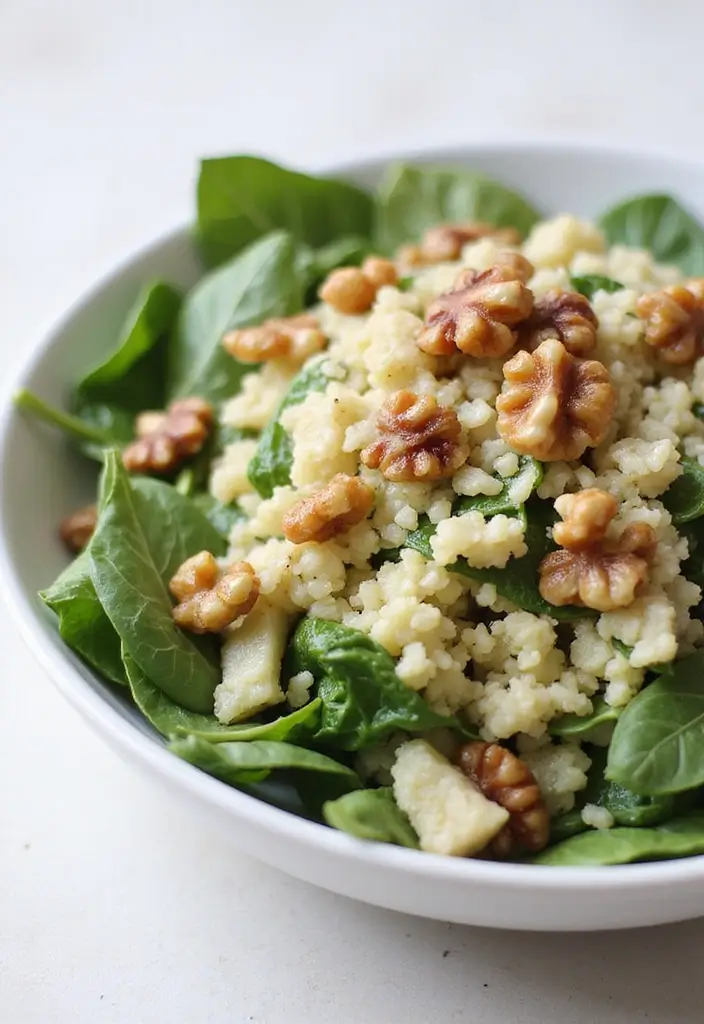 28 Cauliflower Rice Recipes Healthy Low-Carb Sides - 15. Cauliflower Rice and Spinach Salad