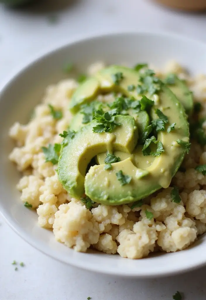 28 Cauliflower Rice Recipes Healthy Low-Carb Sides - 18. Cauliflower Rice with Avocado Dressing
