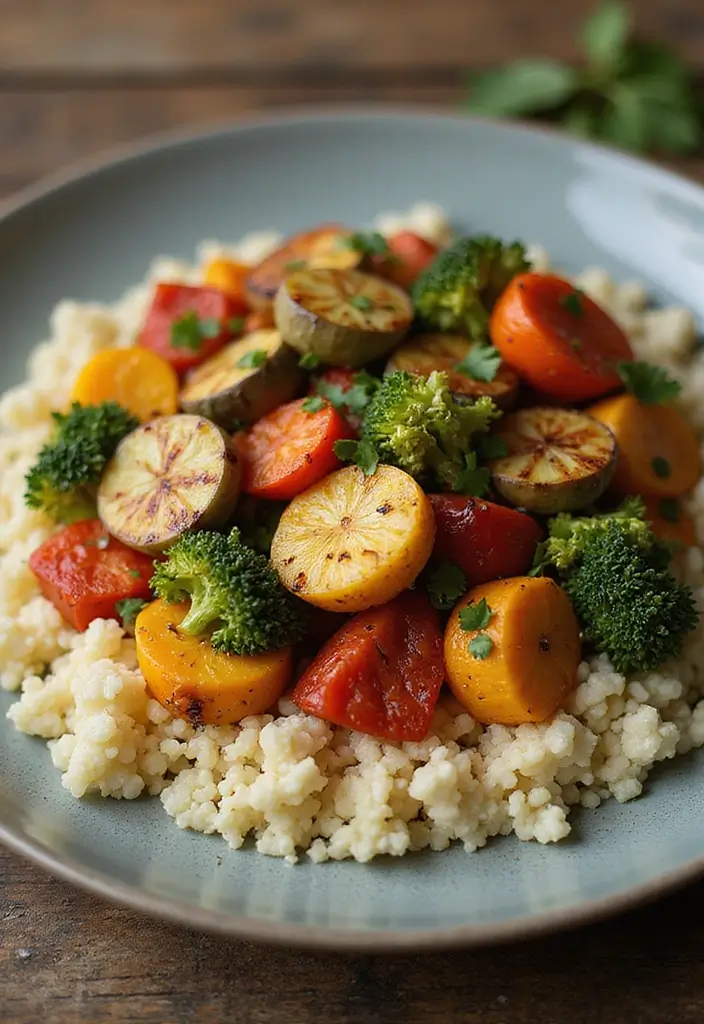 28 Cauliflower Rice Recipes Healthy Low-Carb Sides - 23. Cauliflower Rice and Roasted Veggies