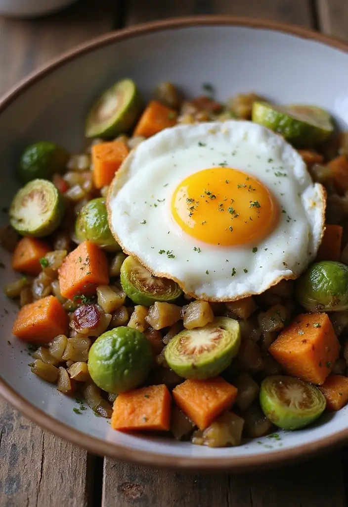 28 Healthy Brussels Sprout Recipes That Taste Amazing - 10. Brussels Sprout and Sweet Potato Hash