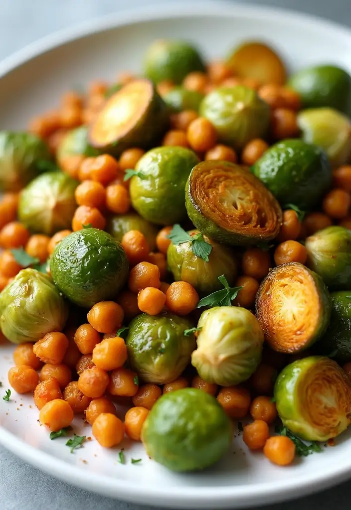 28 Healthy Brussels Sprout Recipes That Taste Amazing - 18. Spicy Brussels Sprouts and Chickpeas